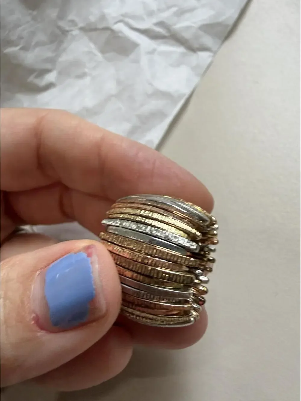 Tri-Tone Wide Band Ring Adjustable